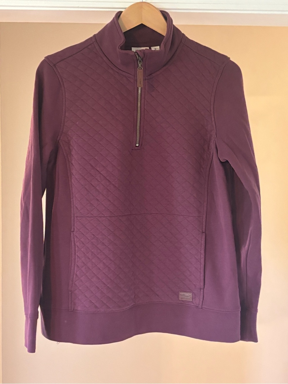 L.L. Bean Women’s Quilted Half‑Zip Sweater — Plum